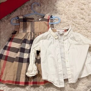Burberry Beige and Red Plaid Dress